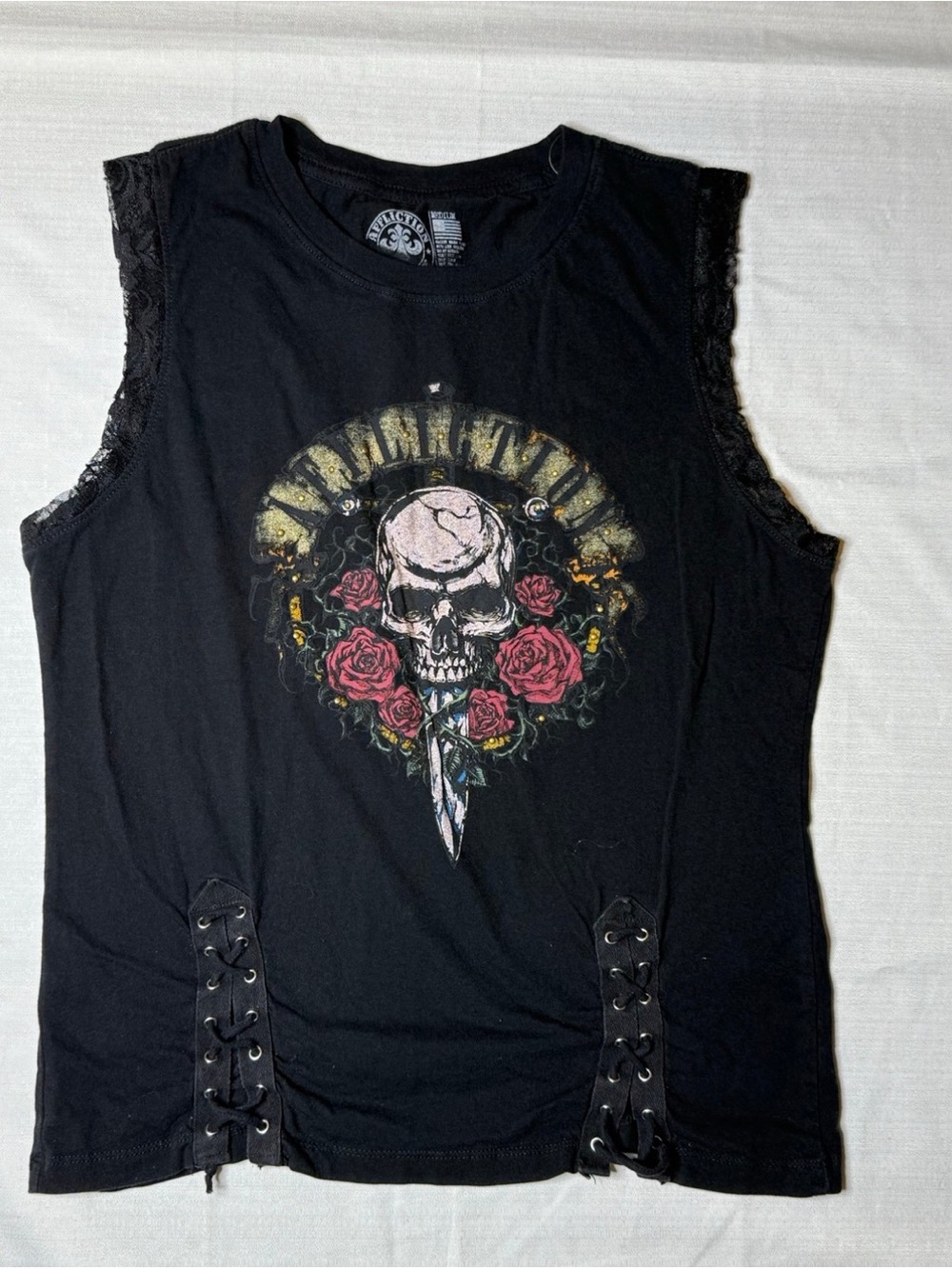Affliction Women's NIGHTRAIN Guns N Roses Tank Top in Black size Medium